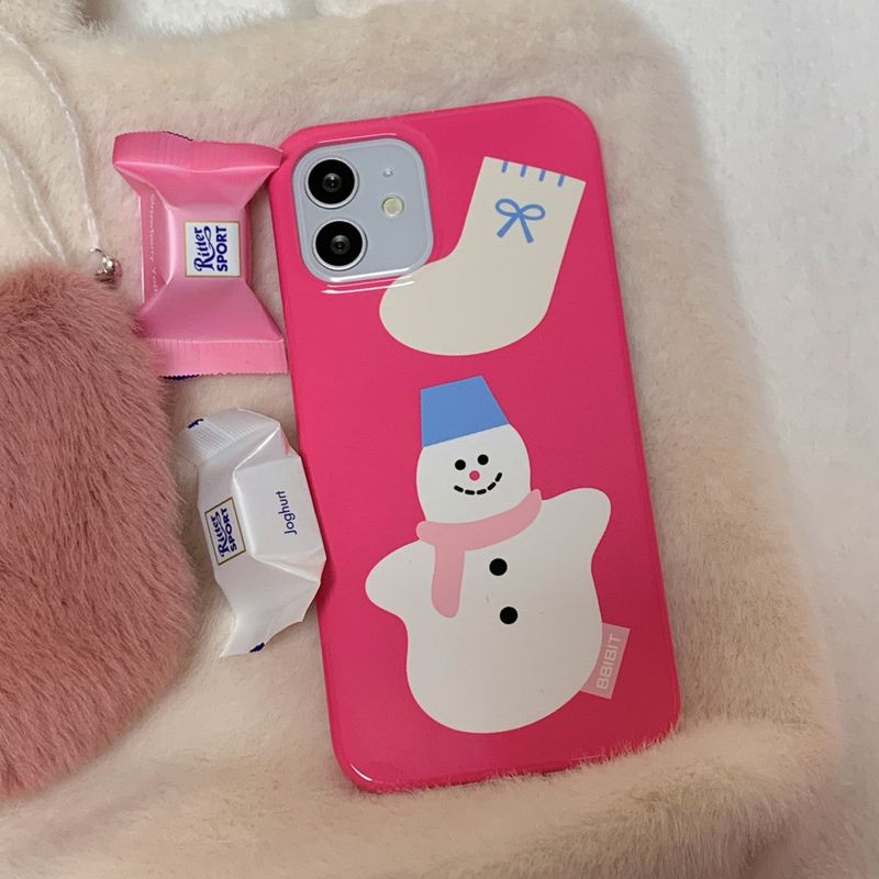 BBIBIT(ピビット)の「snowman pungpung hard phone case(glossy hot pink)(Smartphone Accessories)」