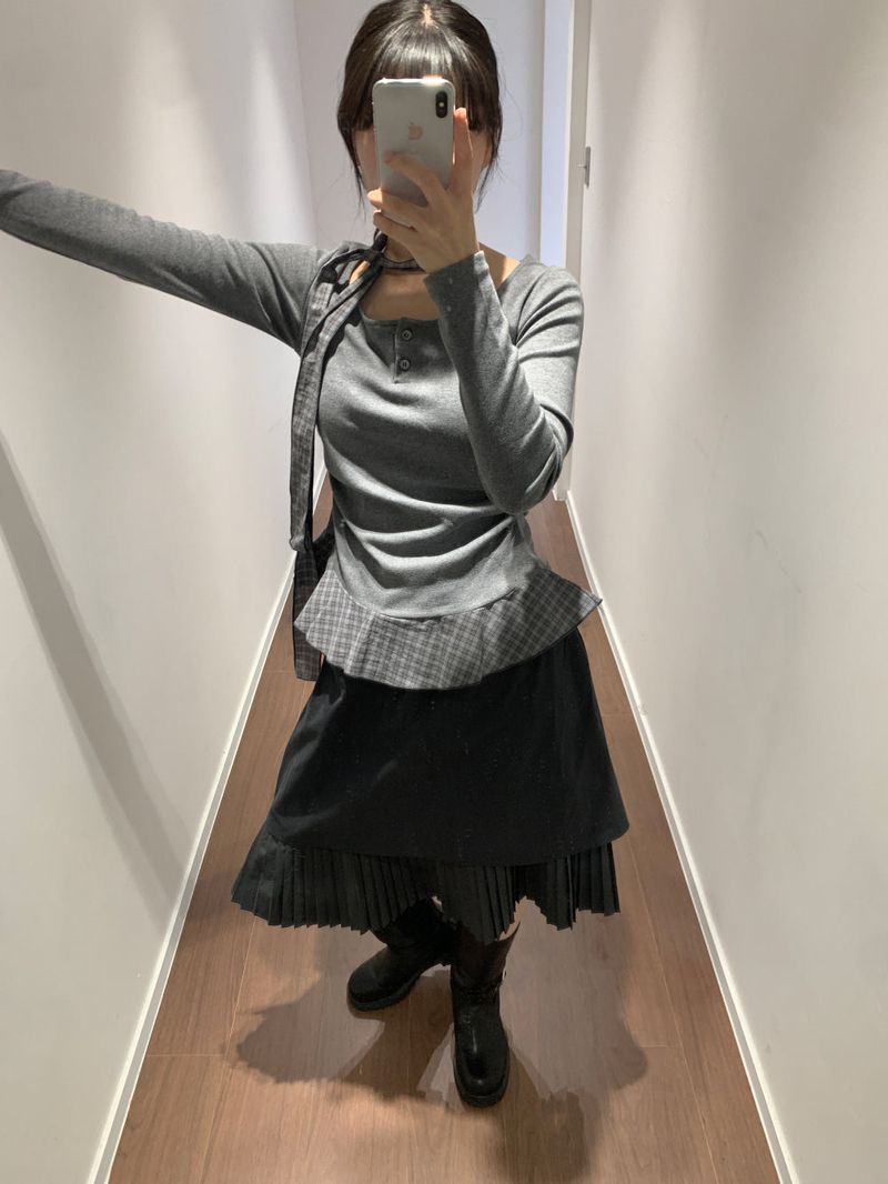 Hachi Layered Pleated Skirt (1color)
