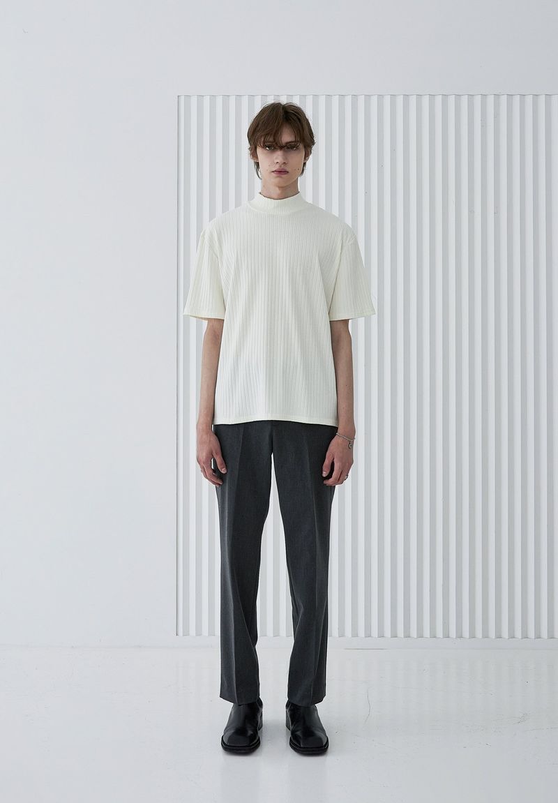 RIB MOCK NECK HALF T-SHIRT IVORY