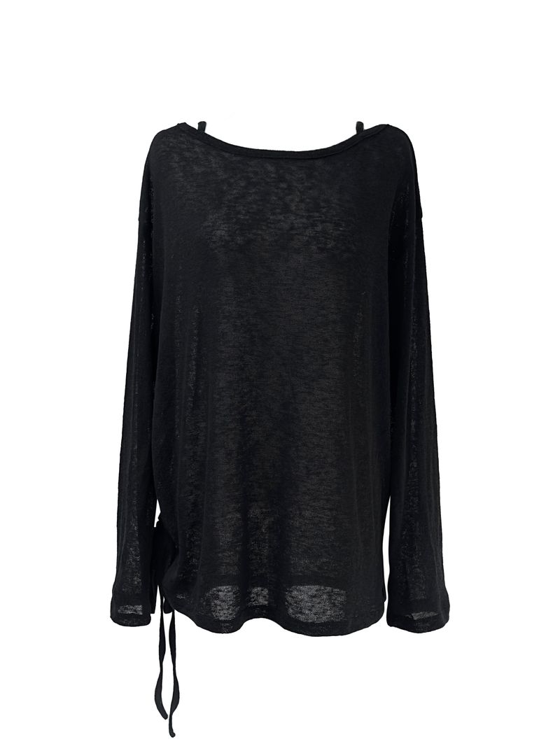linen see-through long sleeve T (2color)