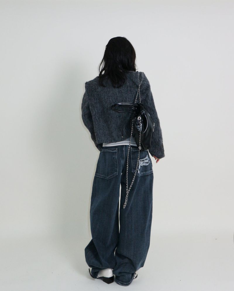Linda Brush Mohair Crop Long Sleeve Jacket