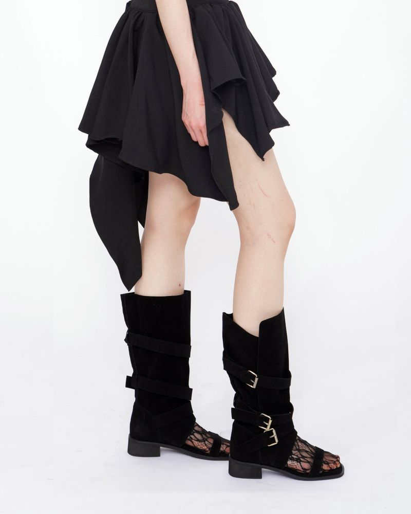 Log Open-toe Two-way Belt Summer Flap Boots
