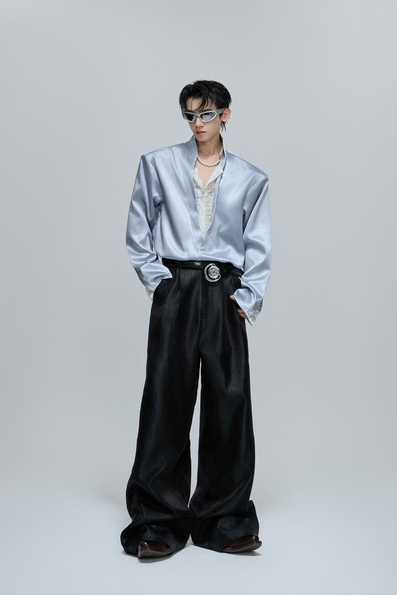 Argue Cultureの「Lace V-Neck Layered Satin Blouse(Tops)」