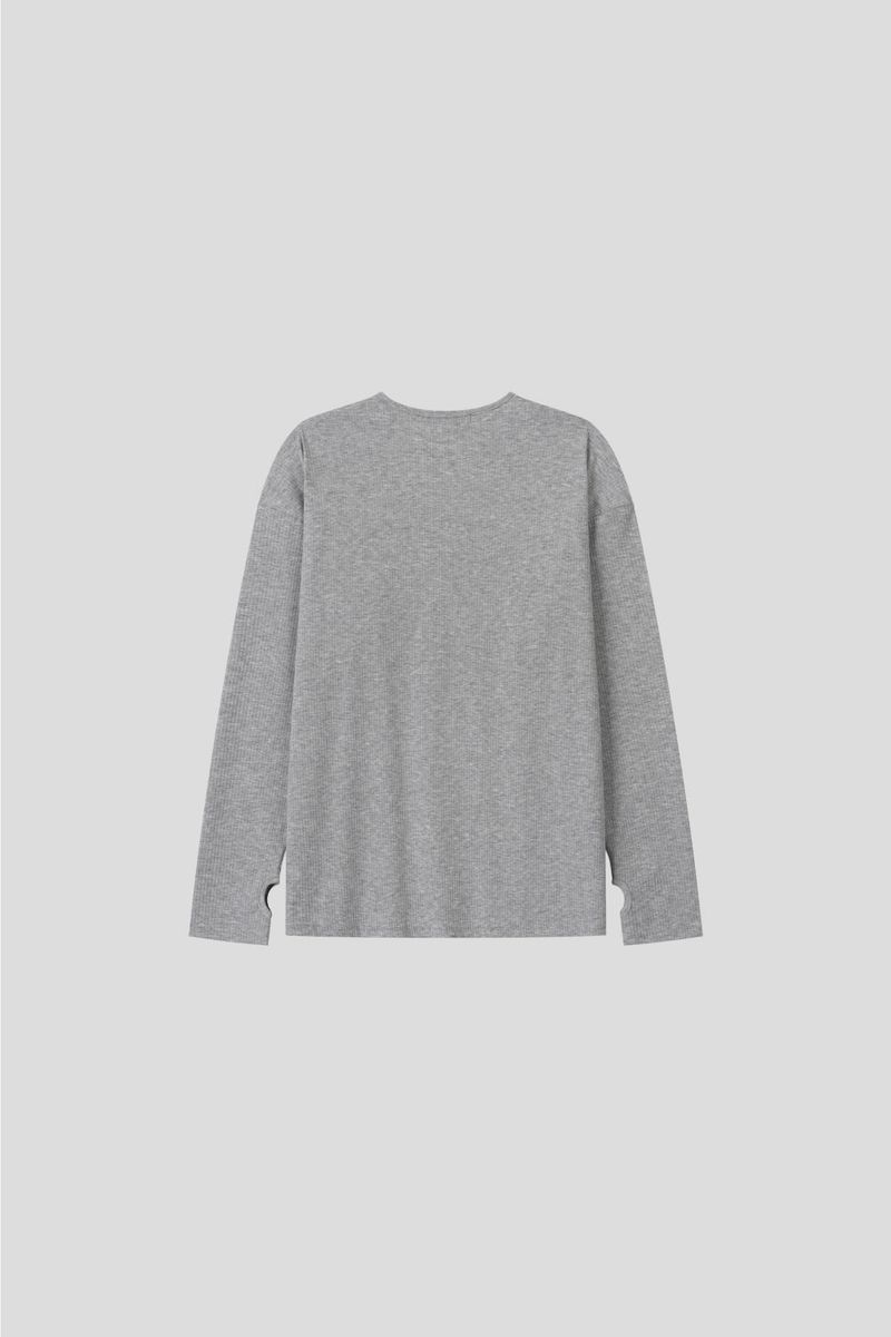 LMN Normal Soft V-neck Long Sleeve Tee (4 colors)