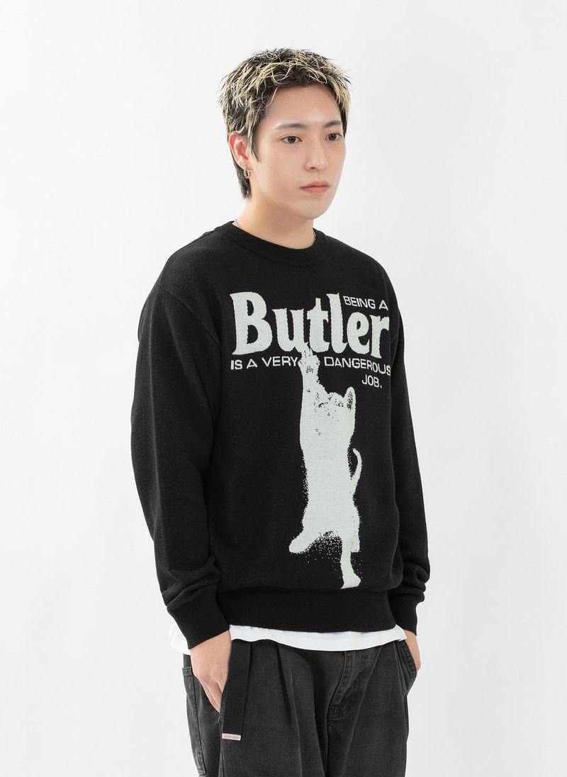 CAT BUTLER Knit Sweater (BLACK)