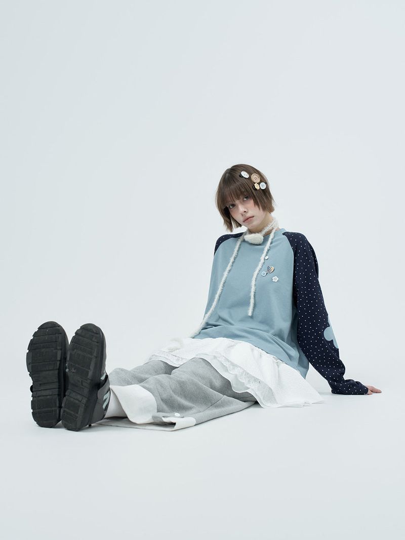 lace folding sweatpants / gray