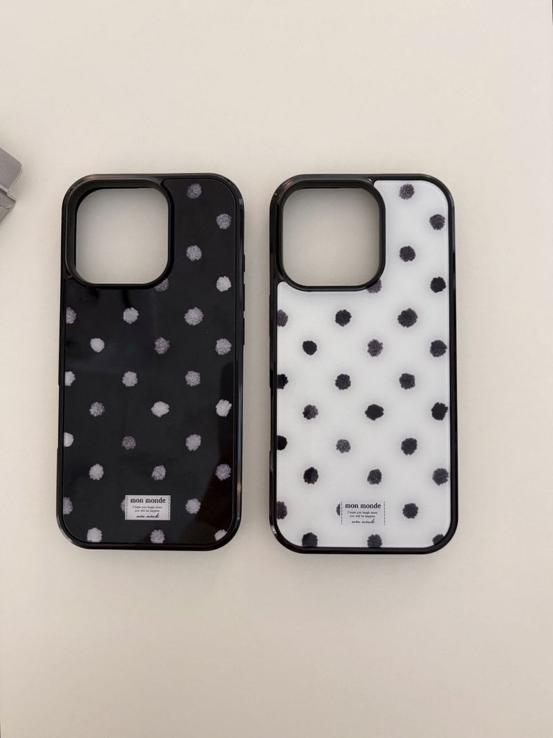black & white dot phone case