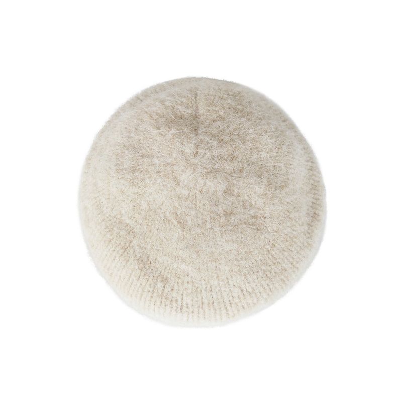 Stud Logo Wool Knit Beret Ivory