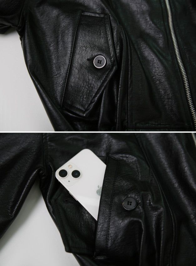 Classic Black Crop Leather Jacket