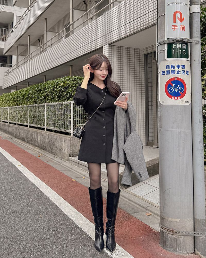 【MADE】V-neck mini dress