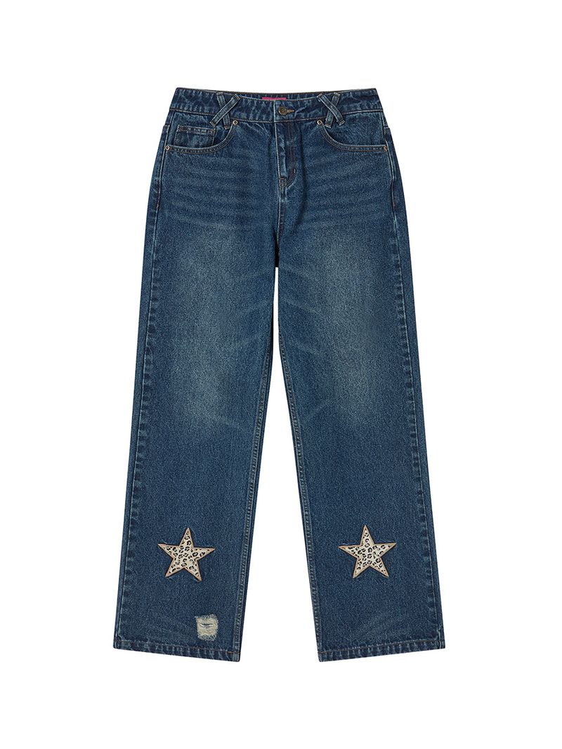 STAR APLIQUE DENIM PANTS INDIGO