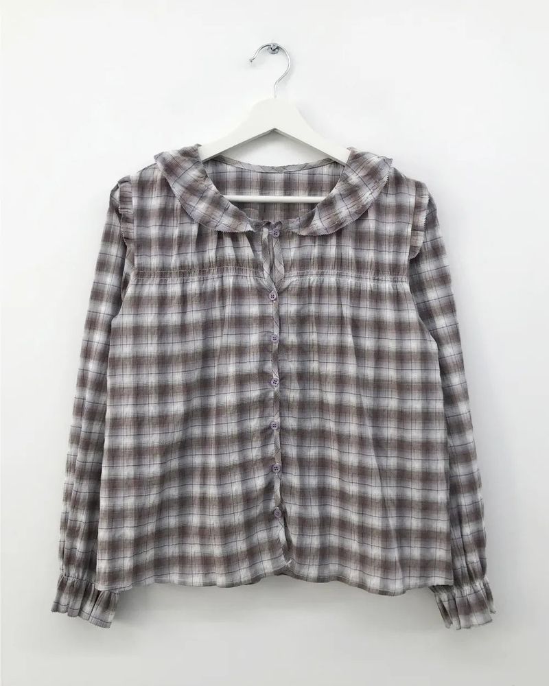 Dinf Frill Check Blouse (1color)