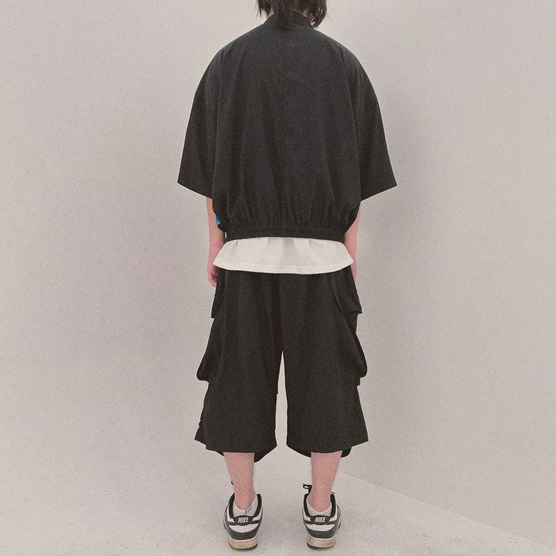 street shape shortsleeve zipup_black