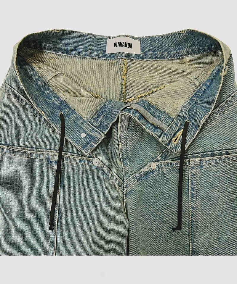 COLOR BLEACH WIDE DENIM PANTS