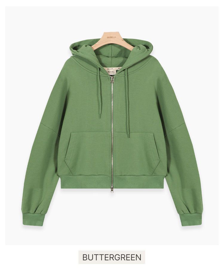 [BELLIDE MADE] Spring version, embroidered two-way cropped zip-up hoodie