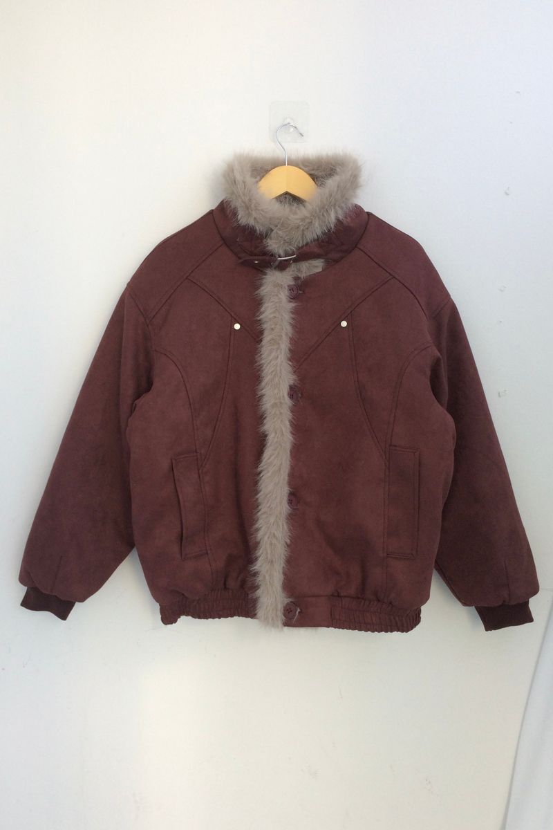 Milkfur high neck suede jumper
