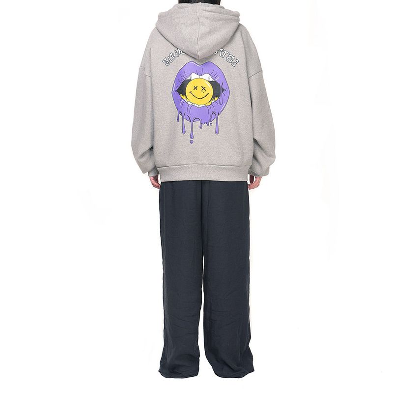 PURPLE LIP HOODIE gray
