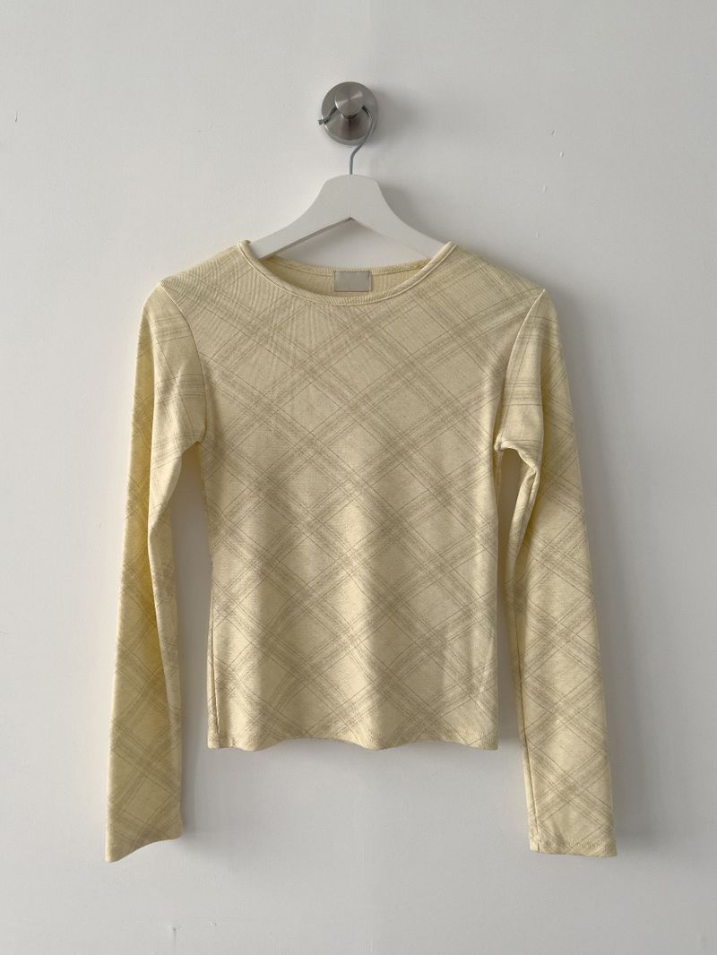 Checked Slim Long Sleeve T-shirt