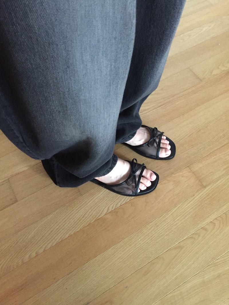 Mesh Ribbon Slipper Sandals (1color)