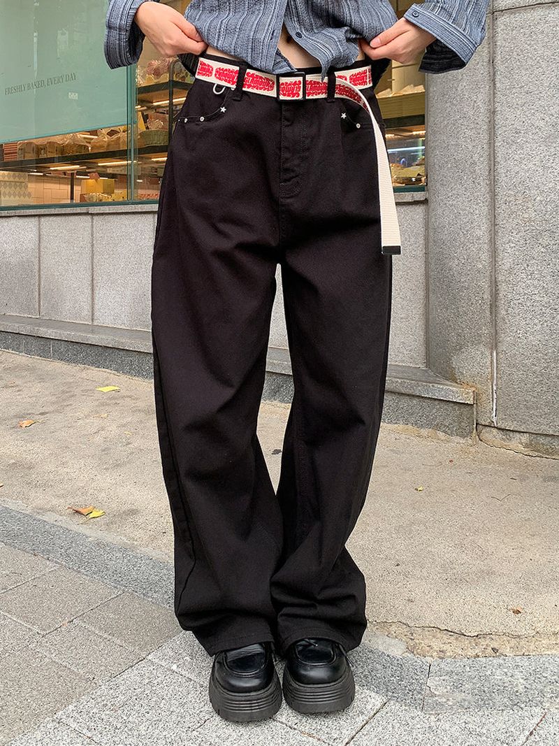 STUD FLAP COTTON JEANS