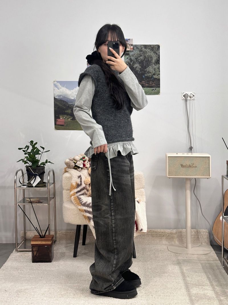 FRILL STRAP LONG SLEEVE
