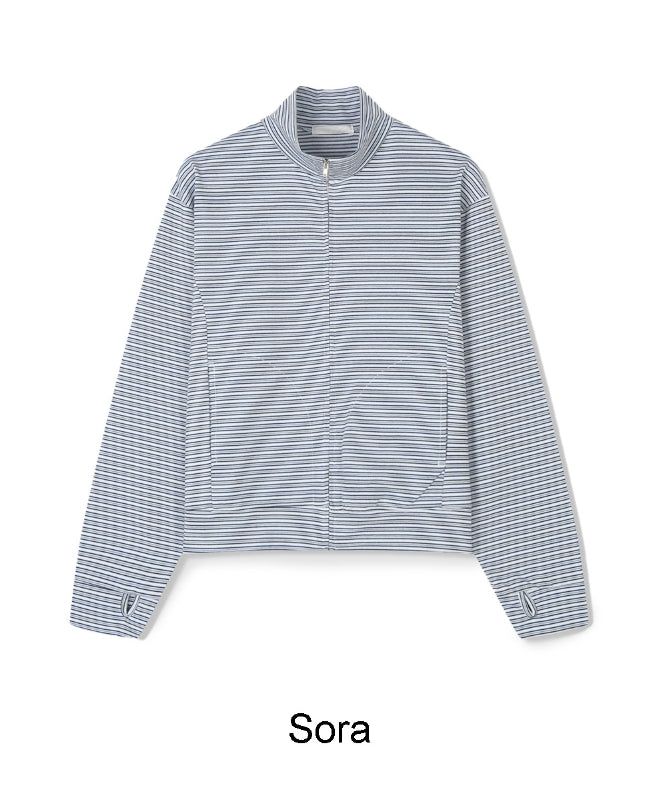 Needeu Crop Stripe Zip Up