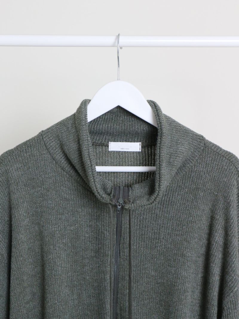 Hakata Stripe Coloring String Knitwear Zip-Up