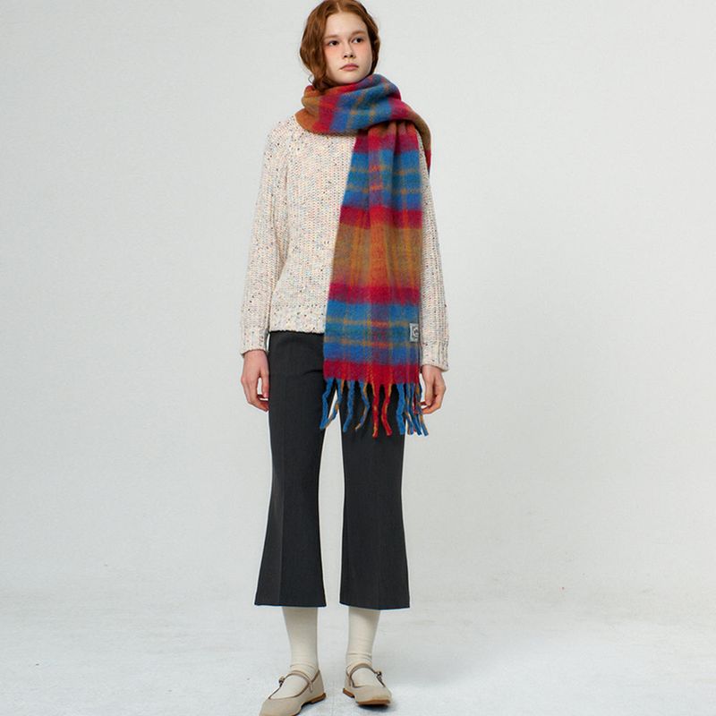 Soft Brushed Check Muffler_Blue