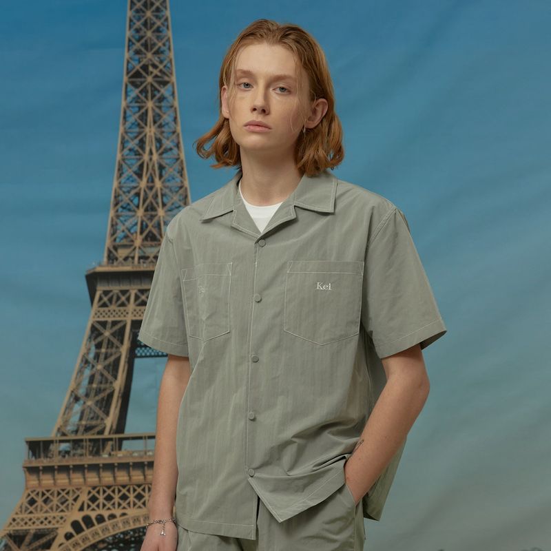 Stitch nylon short sleeve shirts