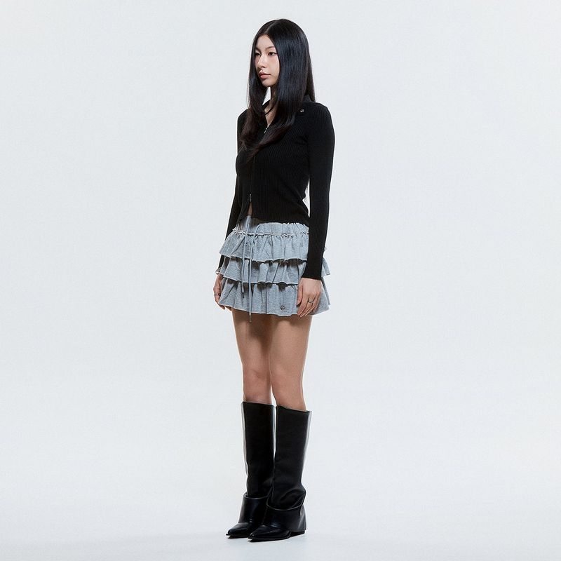 (DUC) Zip-Up Cardigan Black