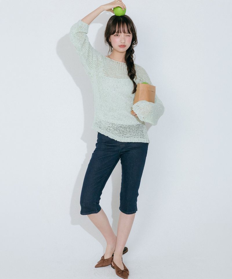 mellotory（メロートリー）の「NET KNIT TOP (MINT)（Tops）」