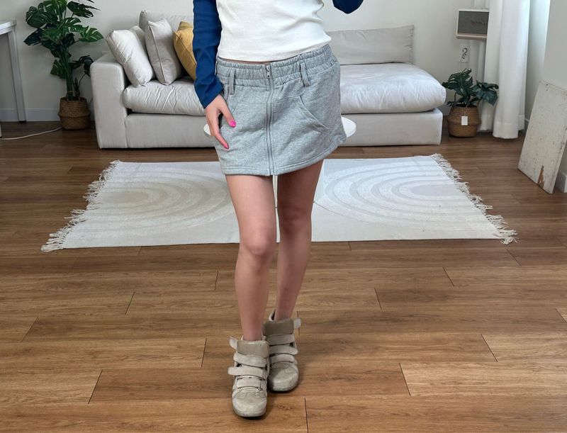 zip sweat mini skirt