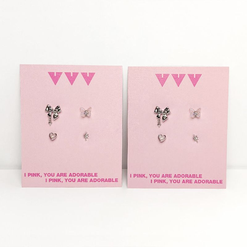 [SET] Butterfly Heart Ribbon Drop Piercing