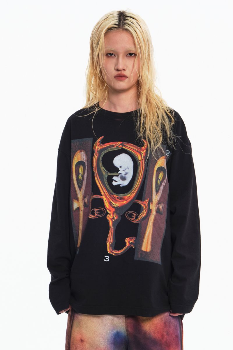 Embryo（エンブリオ）の「Embryo cross black long sleeve T-shirt（Tops）」