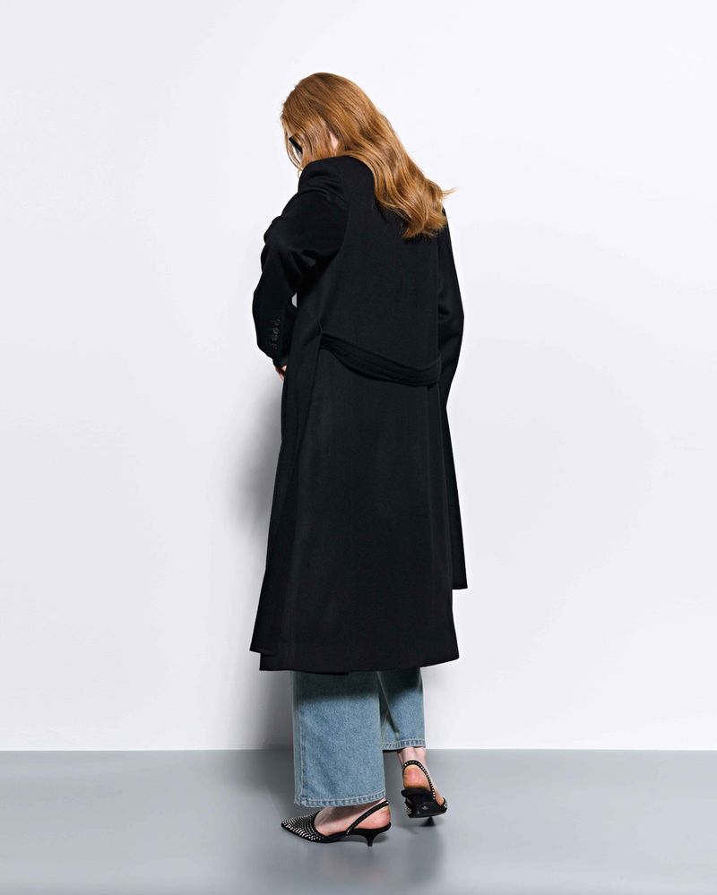 Wide Collar Oversized Double Wool Coat _ Black