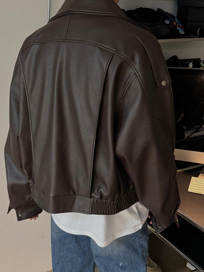 ASCLO Saint Double Collar Leather Jacket (2color)