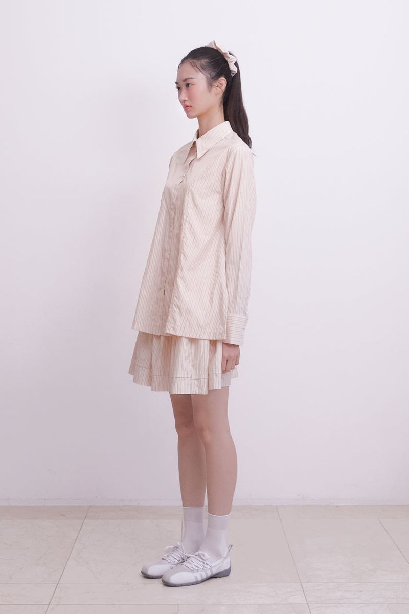 Pintuck shirring mini skirt (STRIPE)