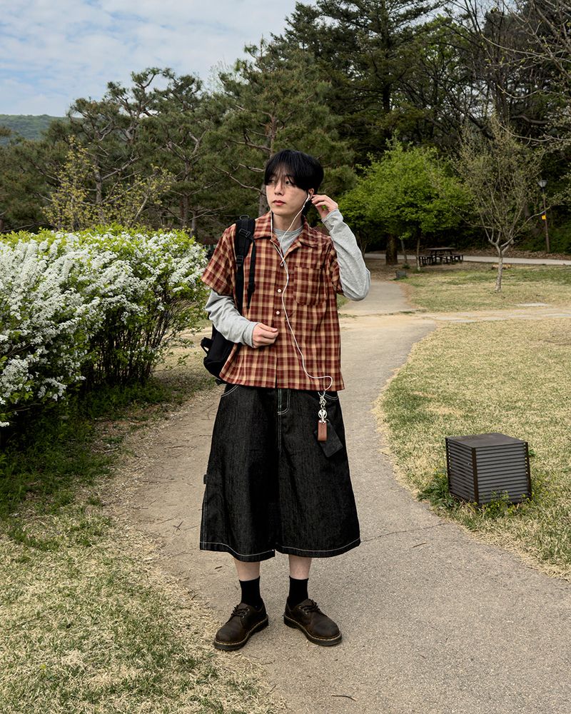 Rendro Square Check Half Shirt