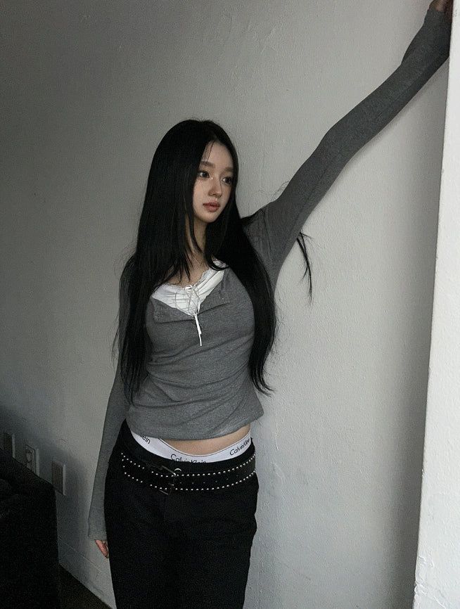 Ribbon shirring layered top