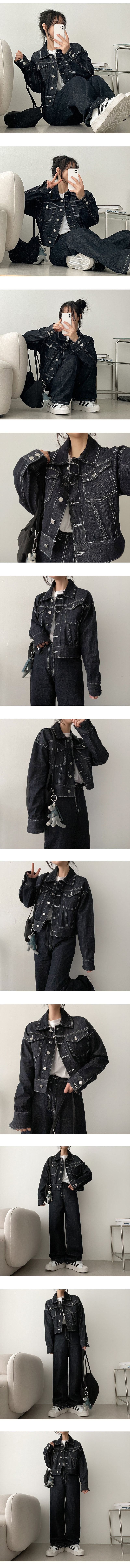 Fleece Stitch Saint Denim Cropped Jacket