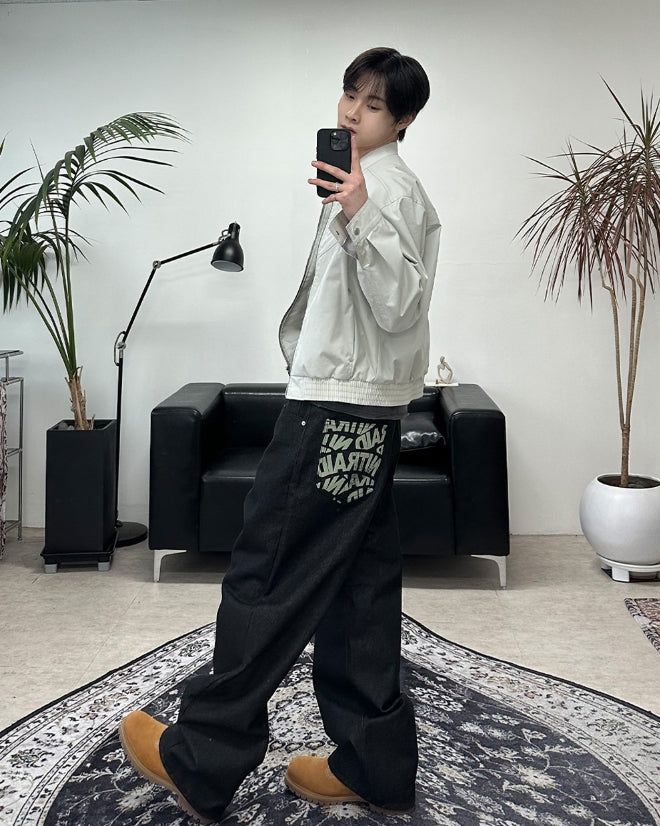 カリックグラフィックポケットデニムパンツ
