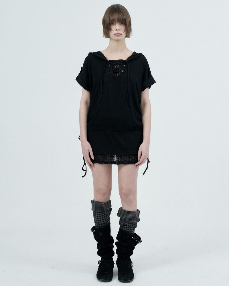 Fazed(フェイズド)の「eyelet lace hood op / black(Dresses)」