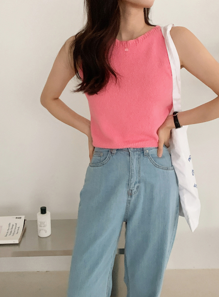 Plum Cotton100 Knit Sleeveles (4color)
