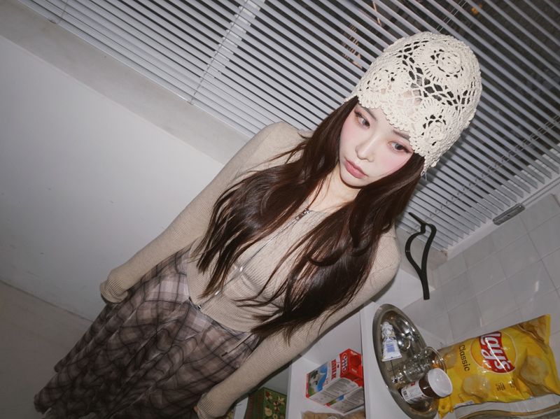 Knit Flower Bucket Beanie