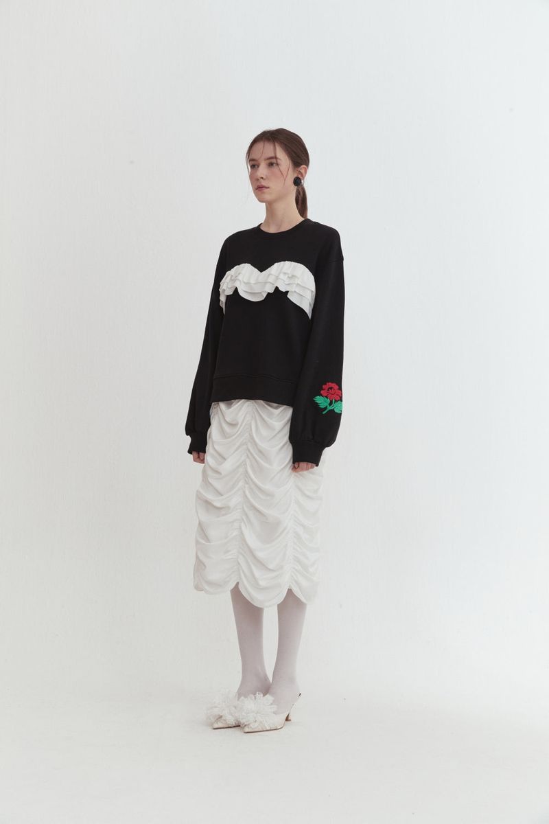 Shirring sweatshirt