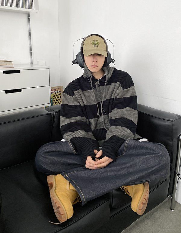 HOLY IN CODE（ホーリーインコード）の「No.9228 stripe over hood KNIT (3color)（Tops）」