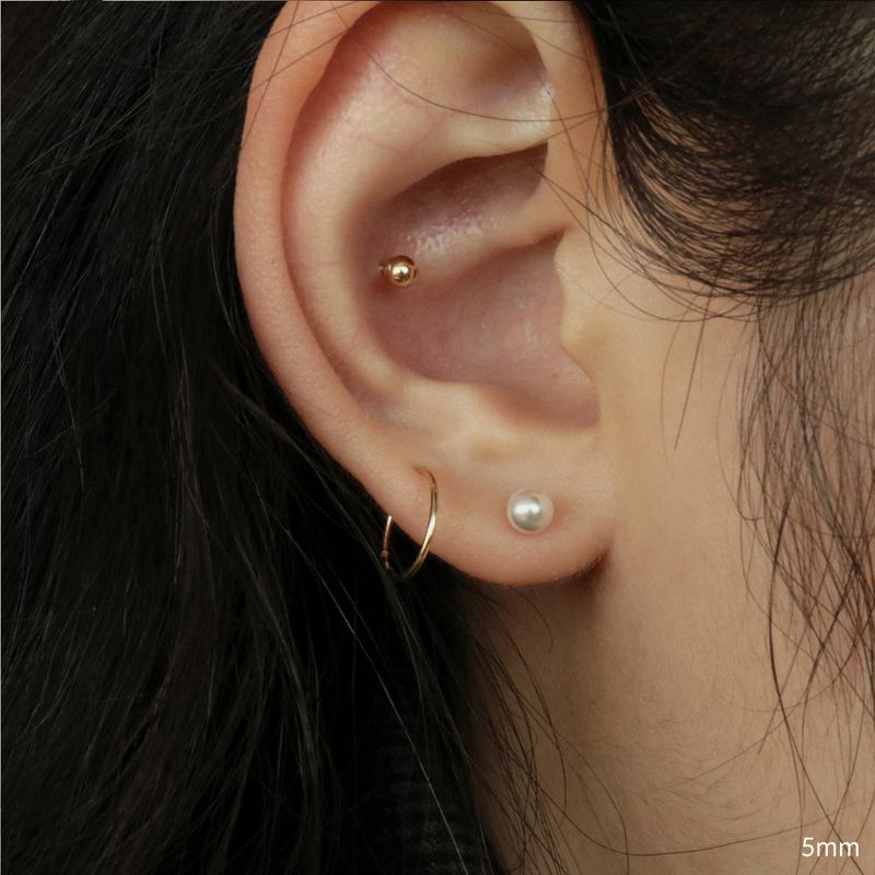14K Gold Swarovski Pearl Piercing (bar 4mm