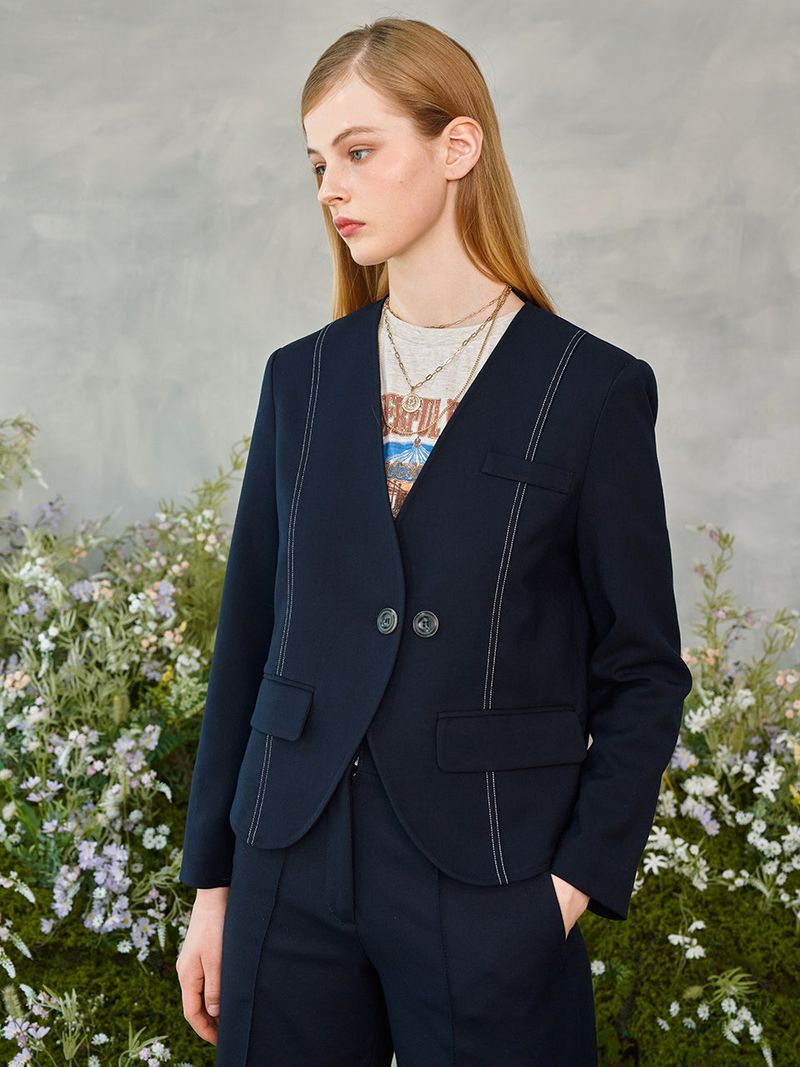 Line No-collar Jacket (2colors)