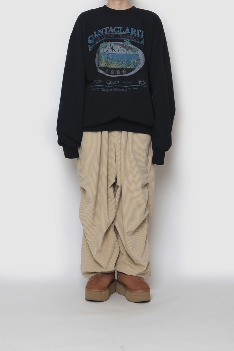 Corduroy Knitted Tuck String Pants