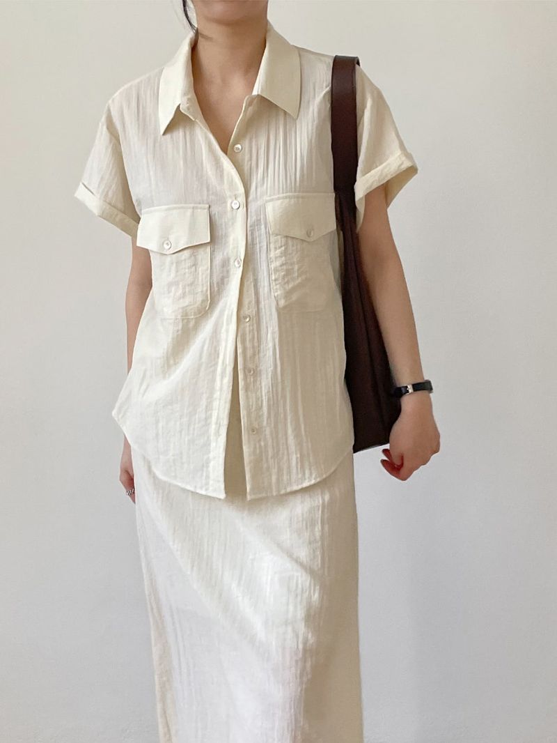 Even Nylon High-Waisted Long Skirt